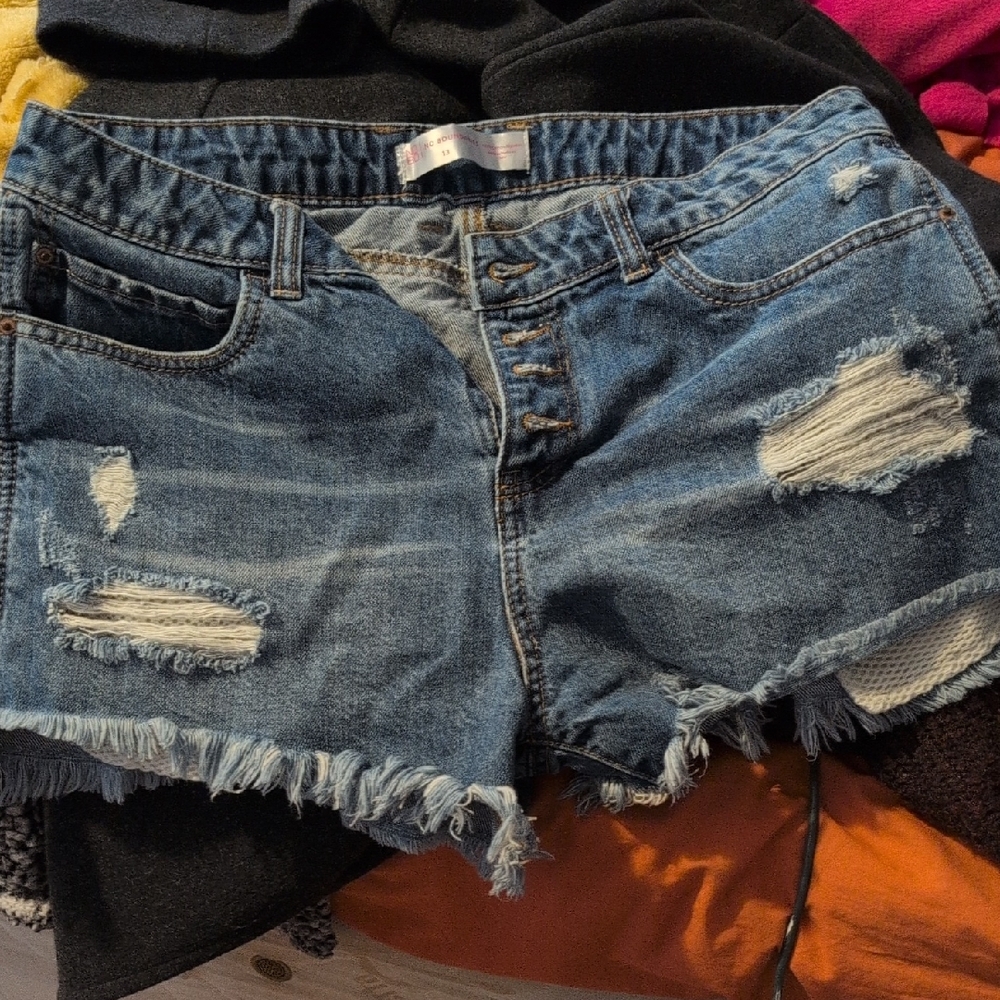 No Boundaries Blue Distressed Jean Shorts